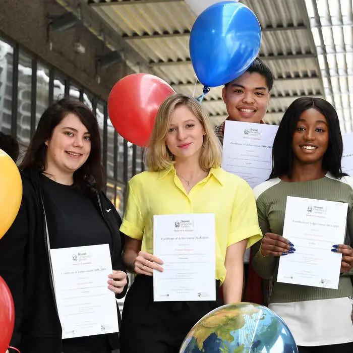 International students celebrating passing Brunel Language tests.