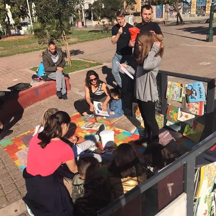 The movable library for refugees in Athens where Brunel Law School students volunteered