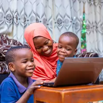African children learning on laptop