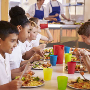 school children at lunch