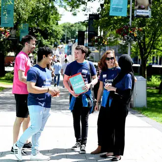 Student ambassadors and visitors at the Brunel University Open Day. 
