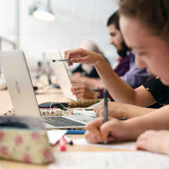Students studying in the Brunel Library